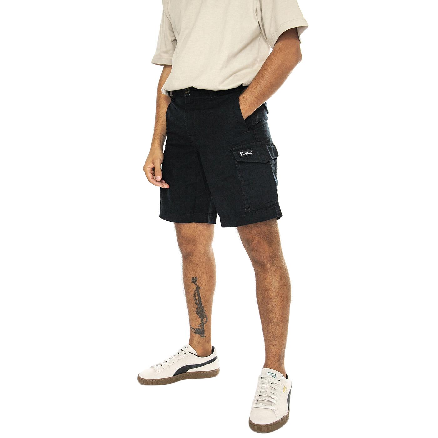 P Bear Cargo Shorts Black - Bermuda Cargo Uomo Neri PFD0374-023  PENFIELD 