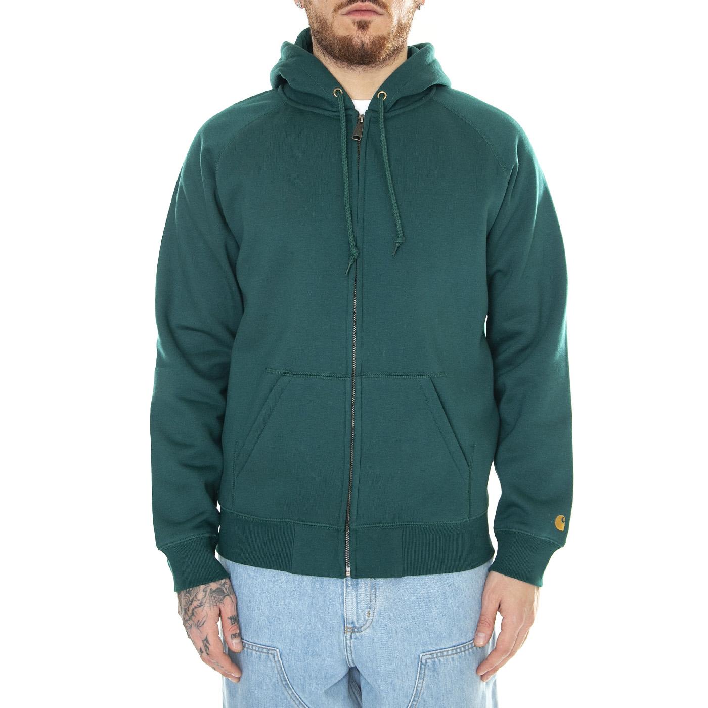 Hooded Chase Jacket Chervil / Gold - Felpa con Cappuccio e Zip Uomo Verde I033664.1YWXX  CARHARTT WIP 