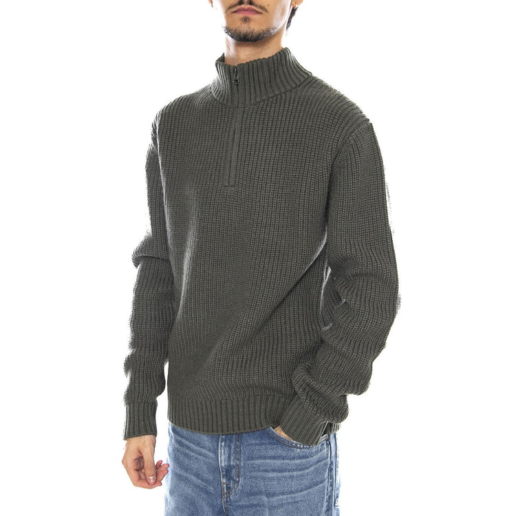 Clean Half Zip Knit Olive Gray - Maglione Collo Alto Uomo Grigio 112370539  LEE 