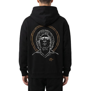 D10S Hoodie Black- Felpa Maradona con Cappuccio Uomo Nera SW1368 GQ-01 DOLLY NOIRE 
