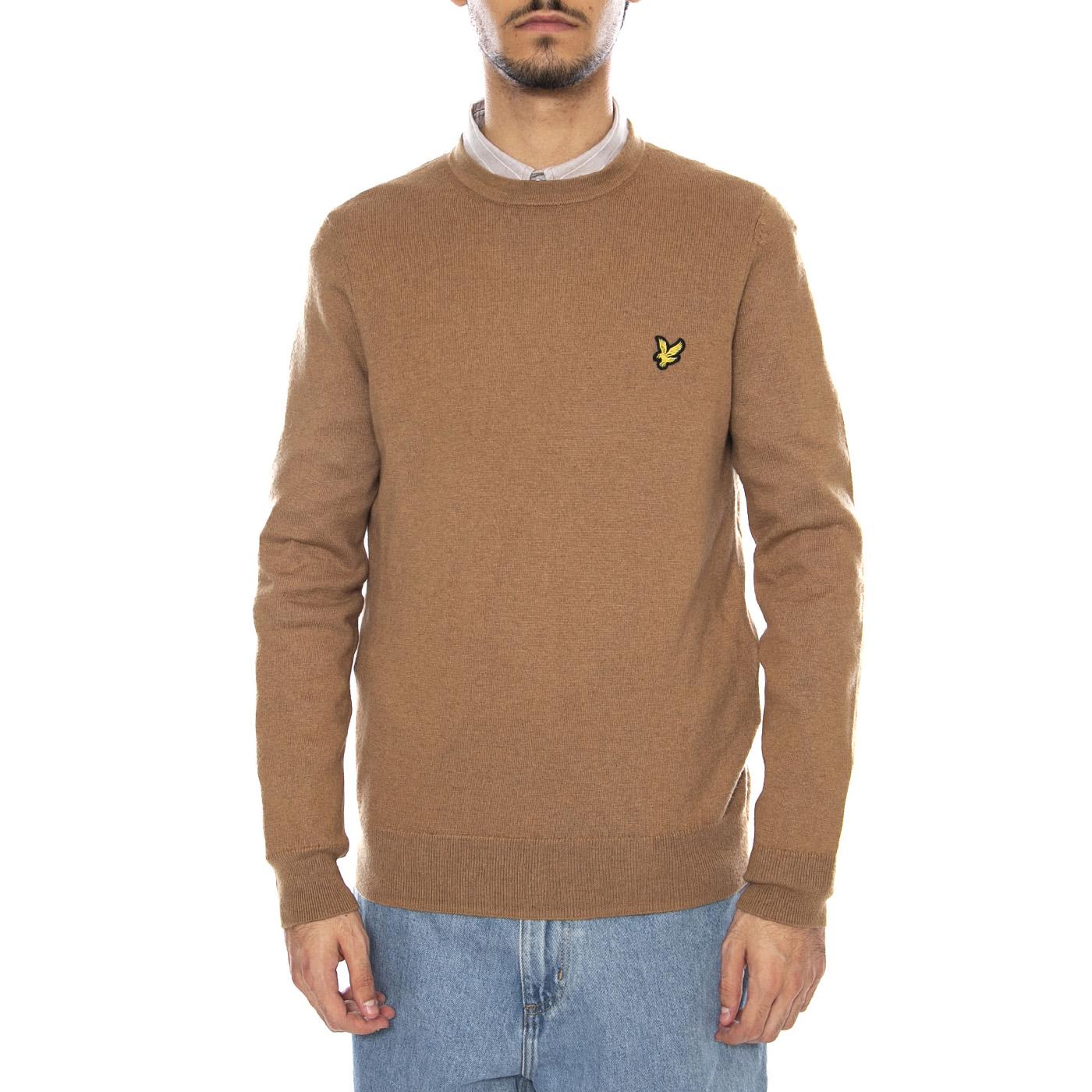 Cotton Merino Crew Neck Jumper Tigers Eye - Maglione Uomo Marrone KN2110VC-X851 . LYLE & SCOTT 