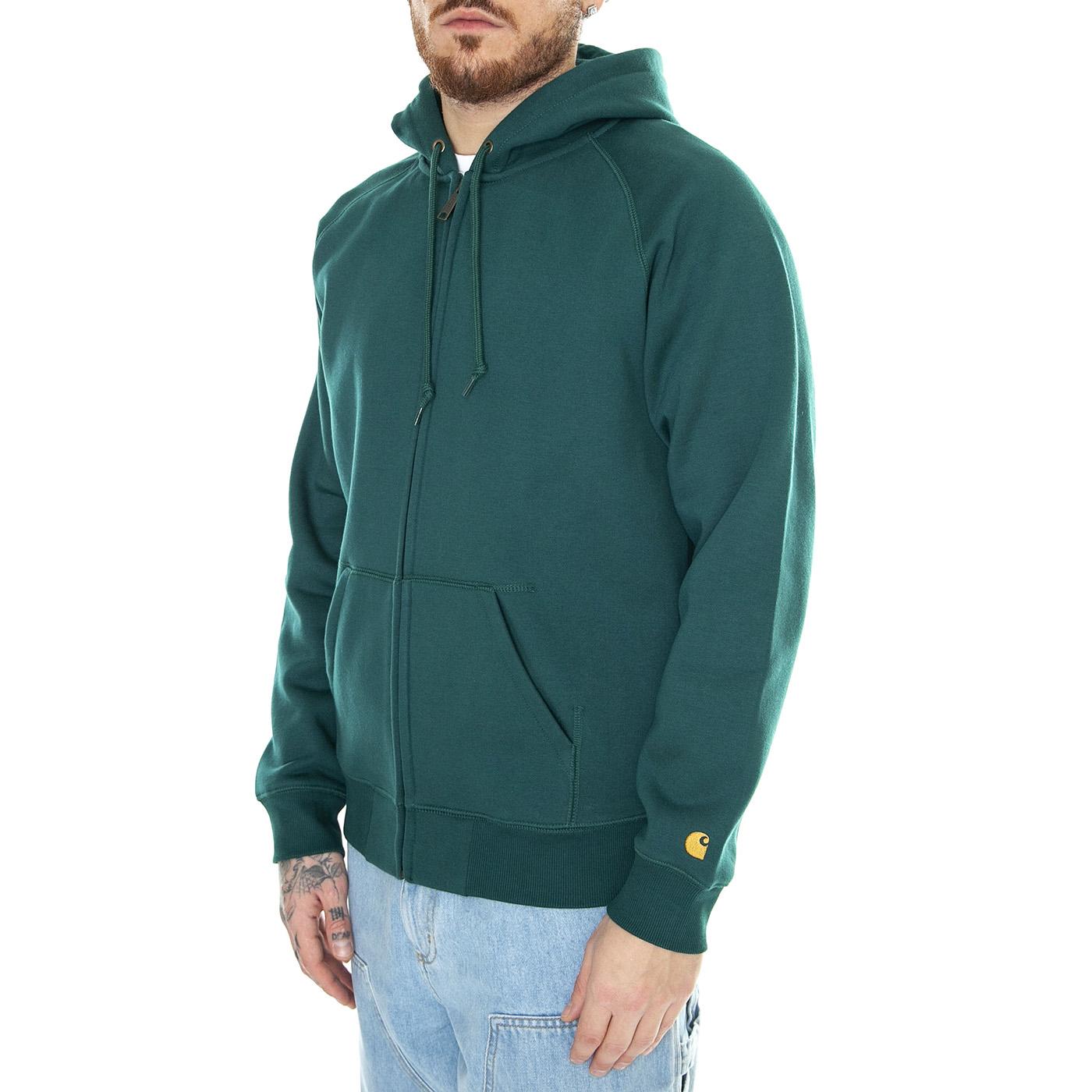 Hooded Chase Jacket Chervil / Gold - Felpa con Cappuccio e Zip Uomo Verde I033664.1YWXX  CARHARTT WIP 