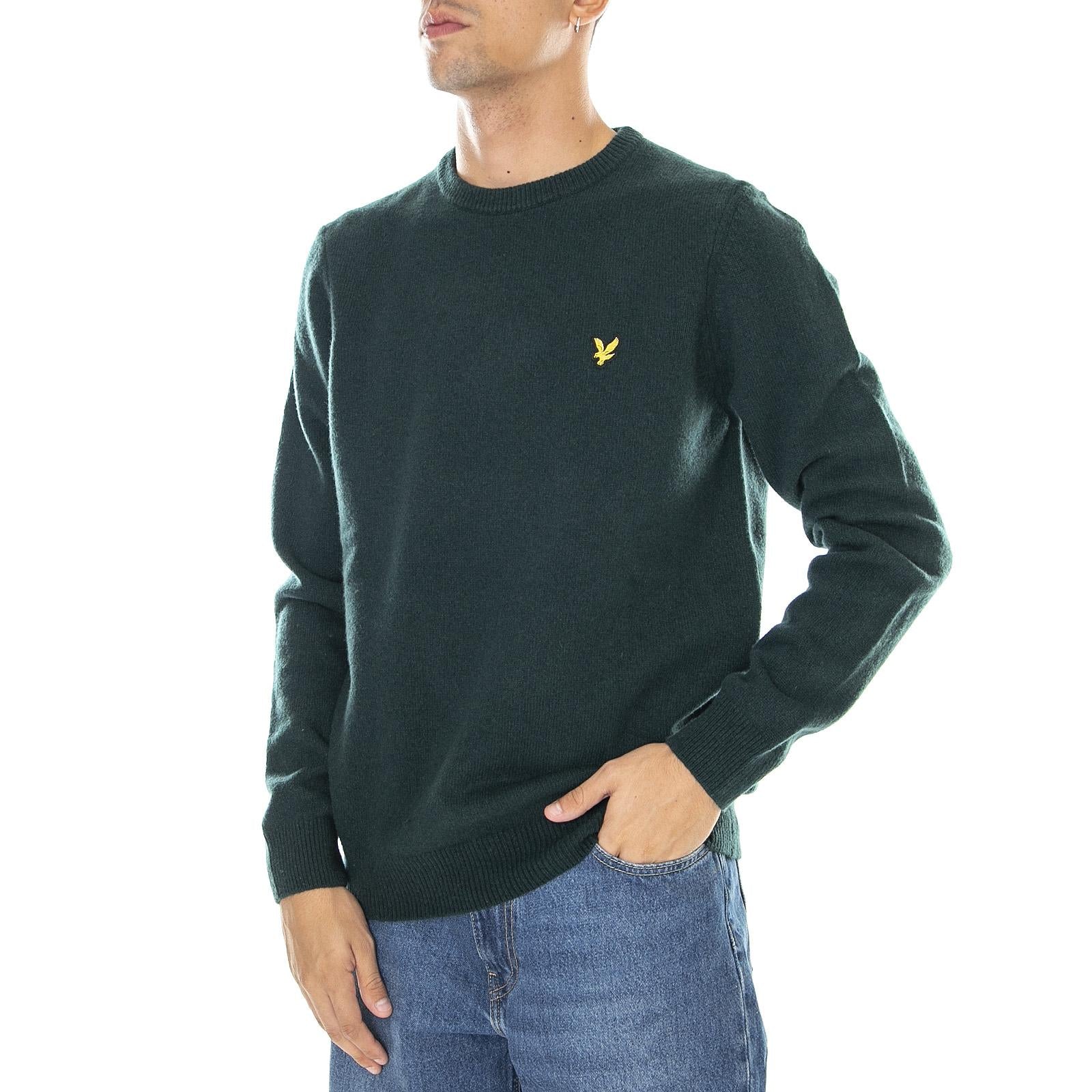 Crew Neck Lambswool Blend Jump Dark Green Marl - Maglione Girocollo Uomo Verde KN921VF-W507  LYLE & SCOTT 