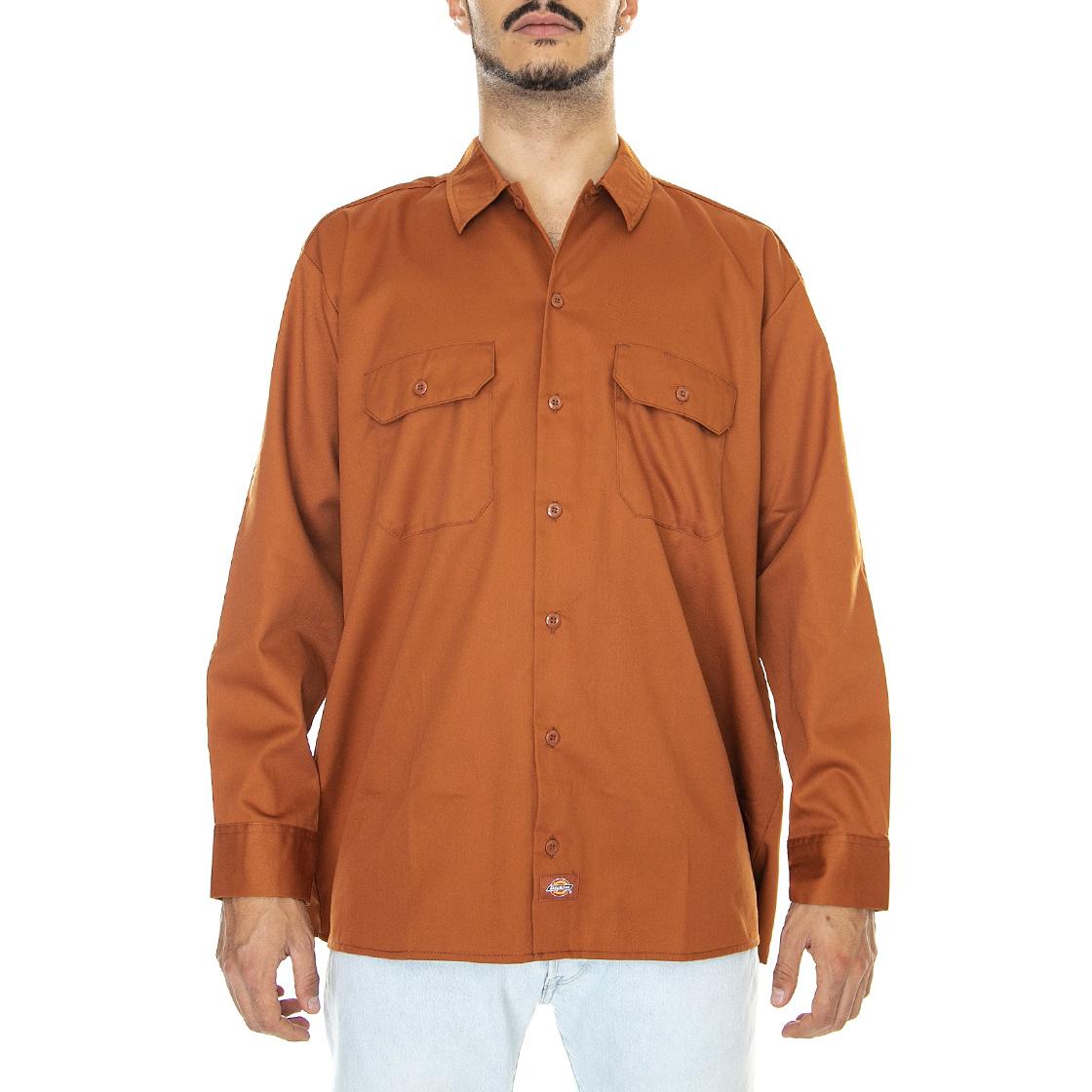 Work Shirt LS Rec Gingerbread - Camicia Uomo Marrone DK0A4Y26IEX1  DICKIES 