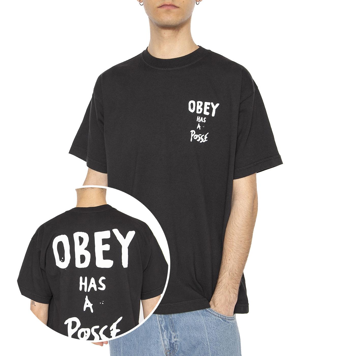 Obey Has A Posse Tee Black - Maglietta Girocollo Uomo Nera 166913915-VBL  OBEY 