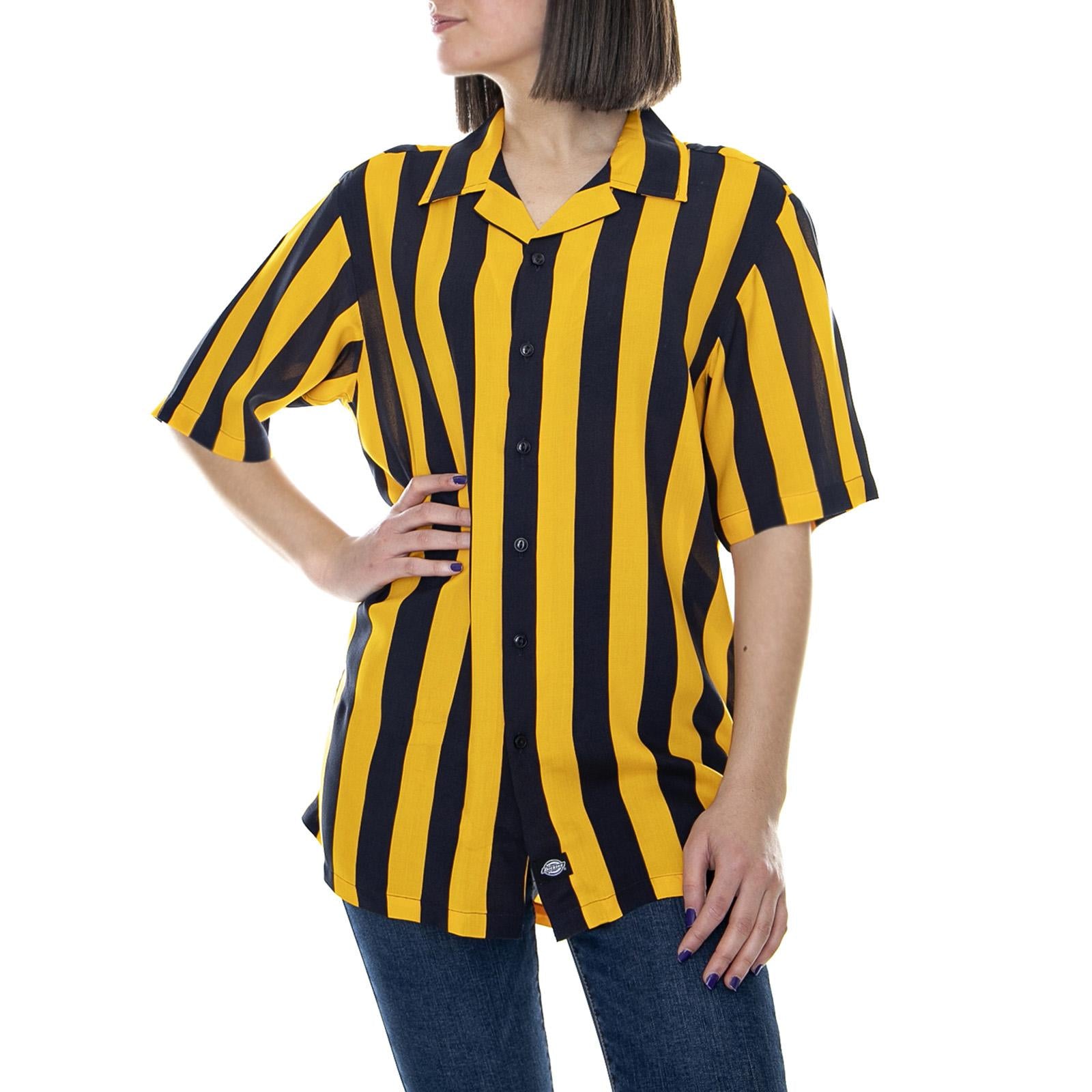 Roslyn - Custard/Black - Camicia Maniche Corte Donna 05200340W-CUS . DICKIES 