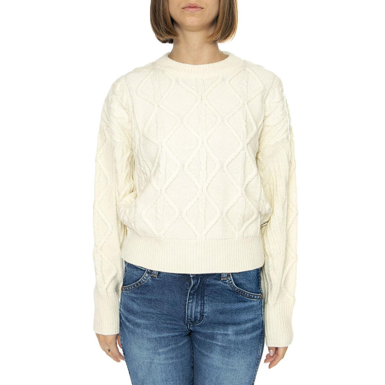 Cable Knit Sweater Worn White - Maglione Donna Bianco 112356472-WHITE  WRANGLER 