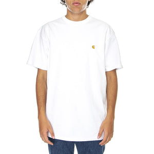 S/S Chase T-Shirt White / Gold - Maglietta Girocollo Uomo Bianca I026391-00RXX  CARHARTT WIP 