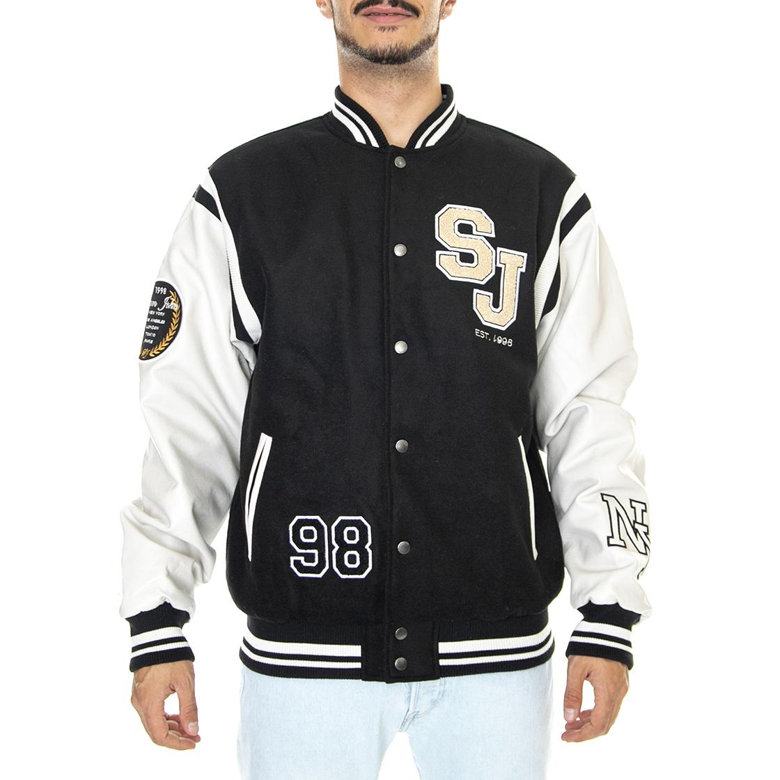 SJ Legendary College Jacket 01 Black / Off-White - Giacca Invernale Uomo Nera / Bianca 6075126/222  SEAN JOHN 