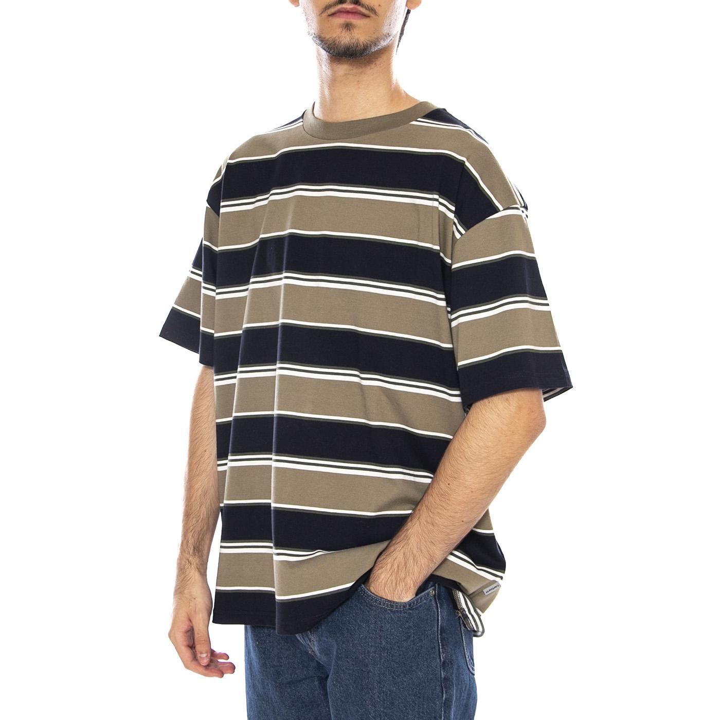 S/S Malone T-Shirt Malone Stripe, Brass - Maglietta Girocollo Uomo Multicolore I035301.37XXX  CARHARTT WIP 