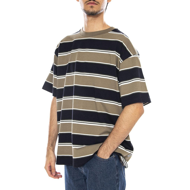 S/S Malone T-Shirt Malone Stripe, Brass - Maglietta Girocollo Uomo Multicolore I035301.37XXX  CARHARTT WIP 