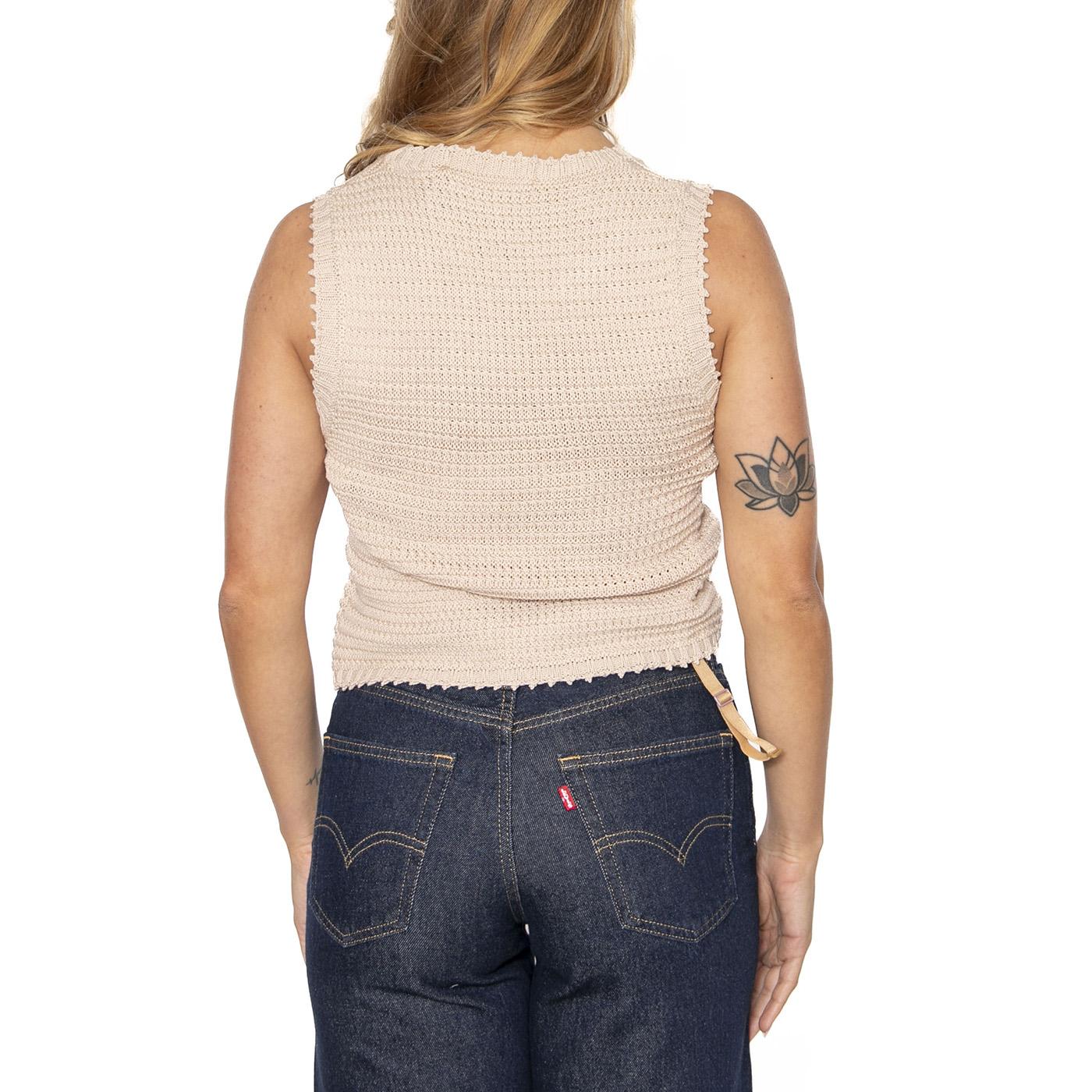 Top de Punto Textura Waffle Blanco Beige Top - Top Donna Beige 51W/10602  WILD PONY 