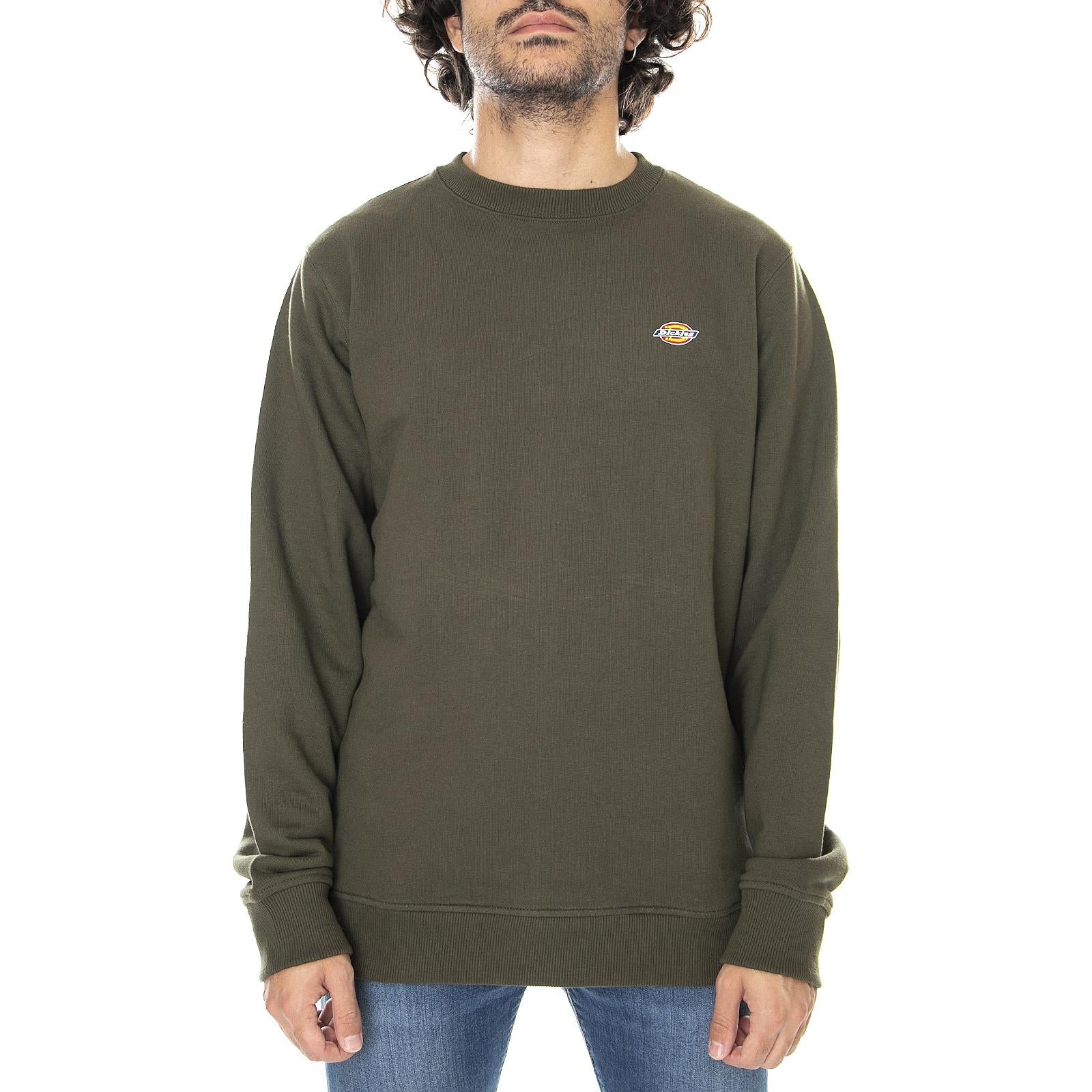 Mens Seabrook Crew-Neck Sweatshirt - Dark Olive - Felpa Girocollo Uomo Verde 02 200203-DKO . DICKIES 