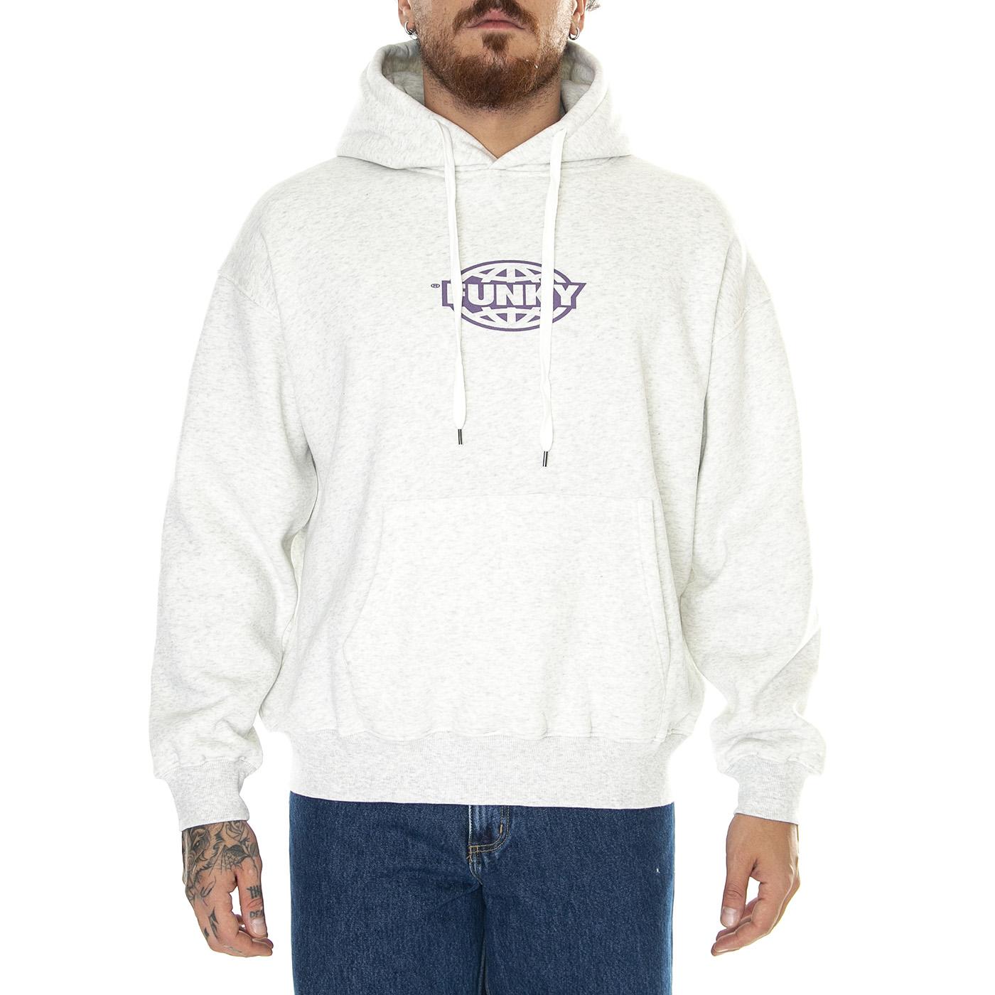 Oval Logo Hoodie Heather Grey - Felpa con Cappuccio Uomo Grigia Oval Logo Hoodie Heather Grey  FUNKY 