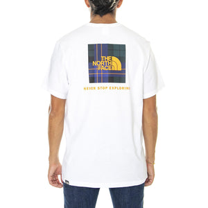 S/S Redbox Tee Eu TNF White / Ponderosa Green Large Halfdome Plaid Print - Maglietta Girocollo Uomo Bianca NF0A2TX283V1  THE NORTH FACE 