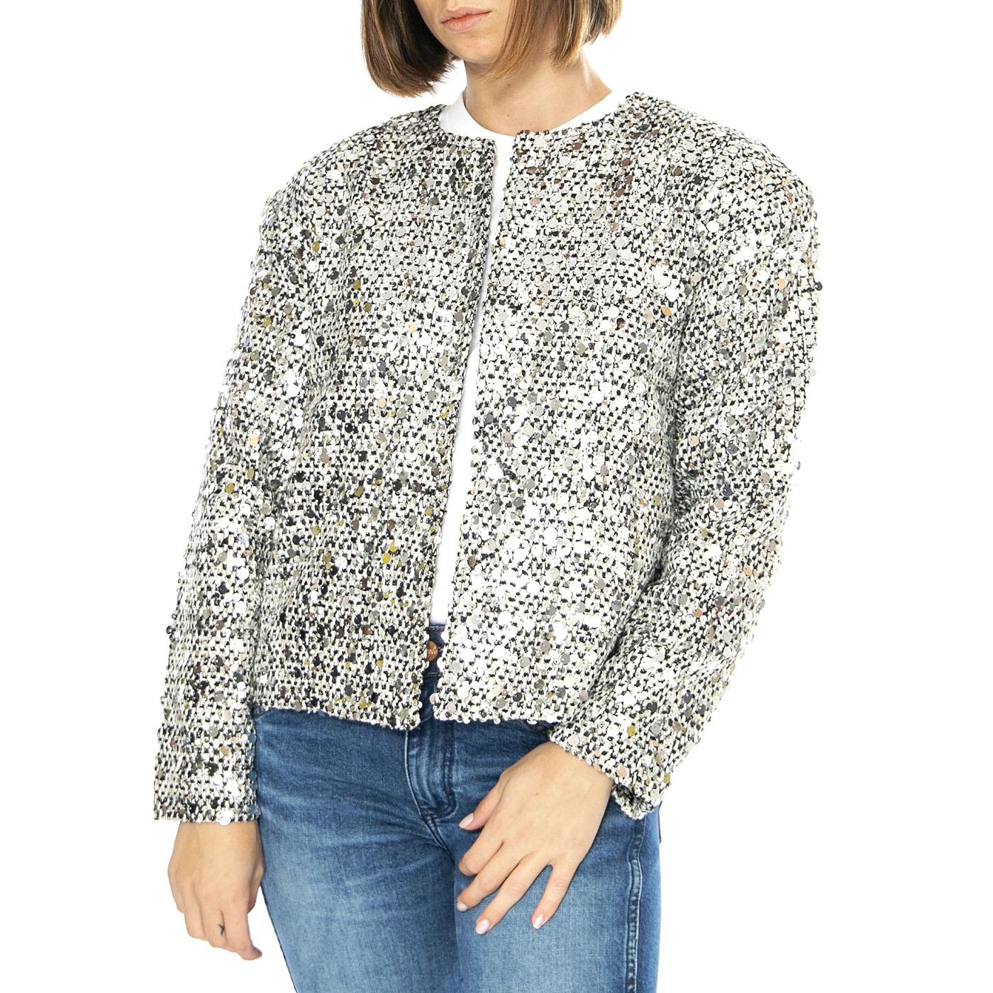 Chaqueta Tweed con Lentejuelas Plateada - Giacca Donna Argento 43W/11257  WILD PONY 