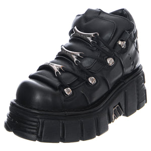 Itali106-C66 Shoes - Black - Scarpe Stringate Profilo Basso Donna Nere NRSM-106-C66  NEW ROCK 