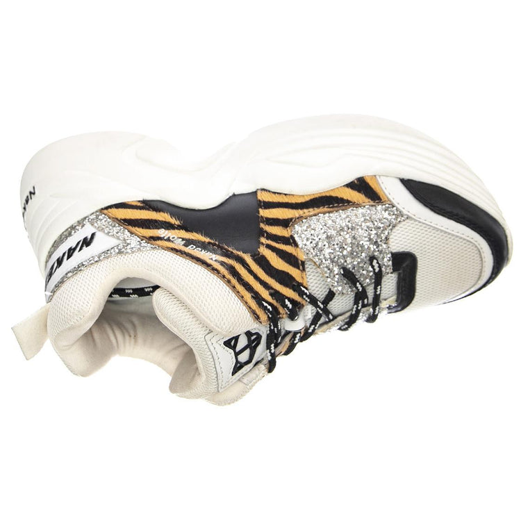Track Tiger - Scarpe Stringate Profilo Basso Donna Bianche / Multicolore NWSTRACK-TIGER  NAKED WOLFE 