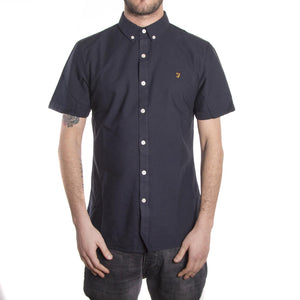 Brewer Short Sleeve Oxford Shirt - Navy - Camicia Maniche Corte Uomo Blu F4WS5074-454  FARAH 