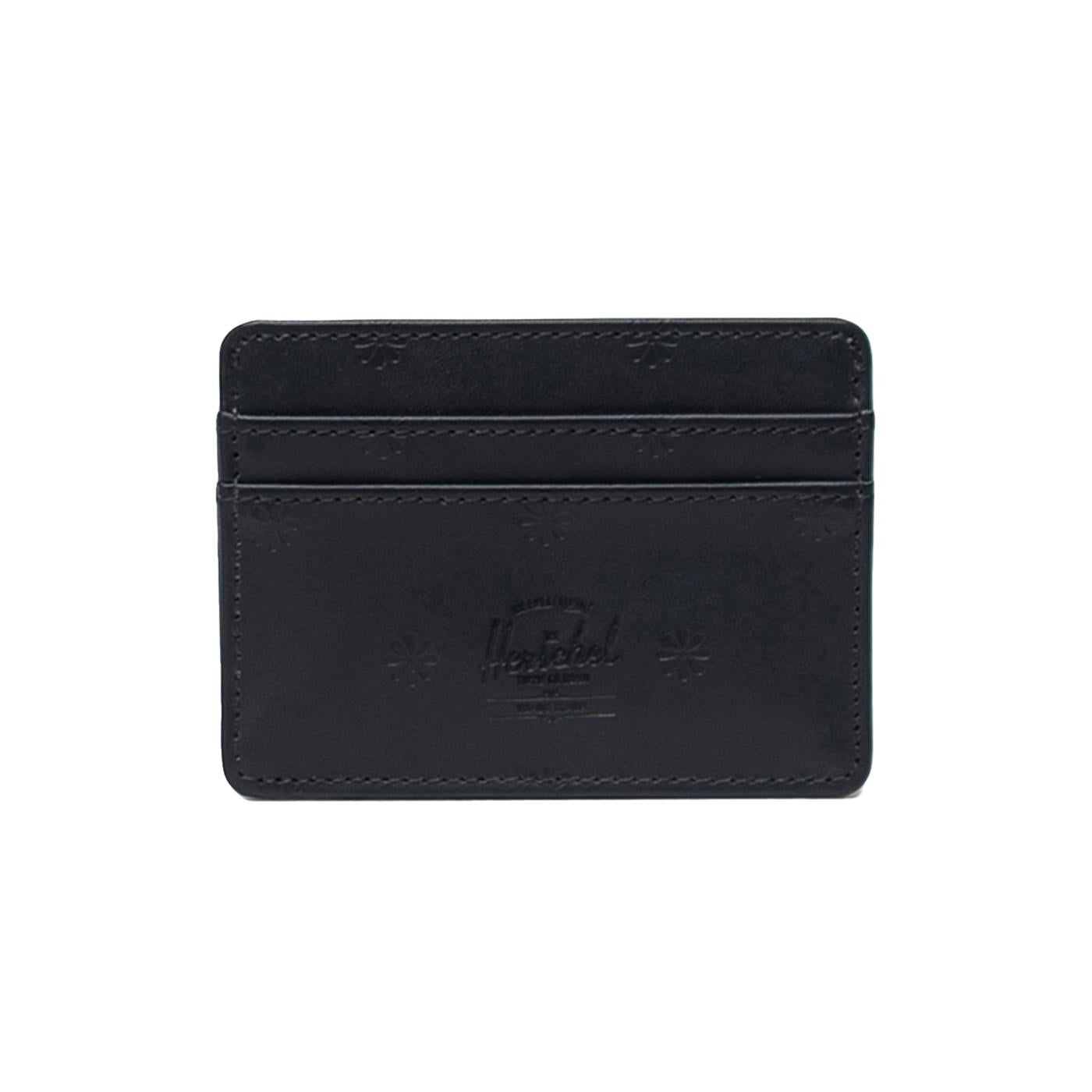 Charlie Cardholder Wallet Vegan Leather Black Floral Deboss - Portacarte in Materiale Vegano Nero 11147 06103 HERSCHEL 