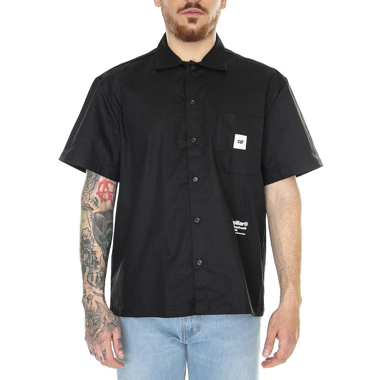 Basic Sleeve Shirt Black - Camicia Maniche Corte Uomo Nera 6020014-10158  CAT 