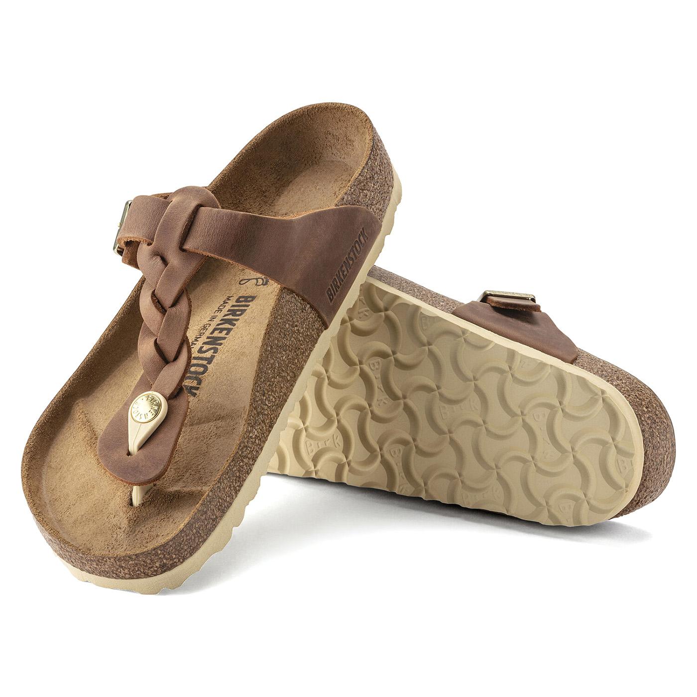 Gizeh Braided Cognac Oiled Leather - Sandali Donna Marroni 1021355  BIRKENSTOCK 