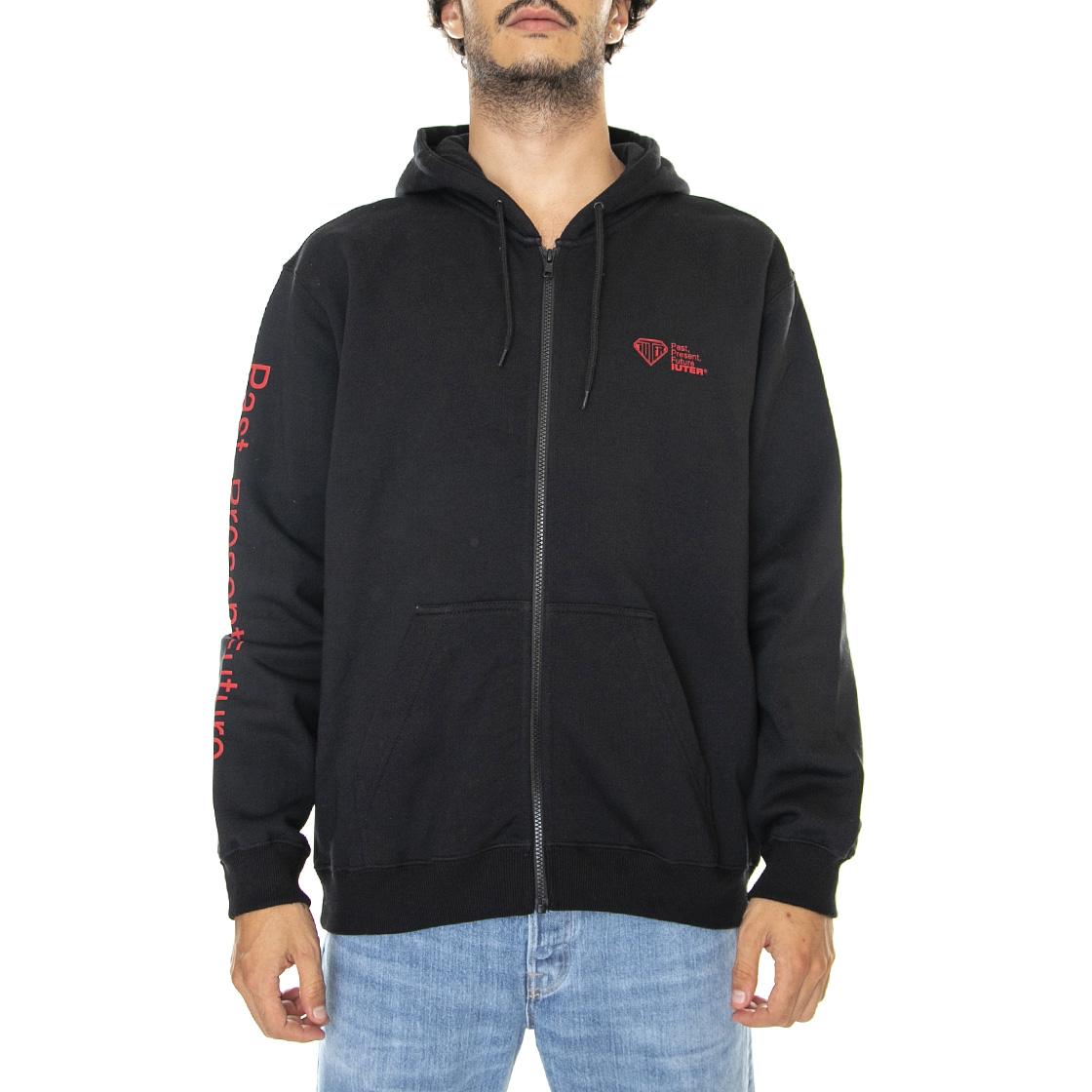 History Zip Hood Black - Felpa con Cappuccio e Zip Uomo Nera 22WISZ04-BLACK  IUTER 