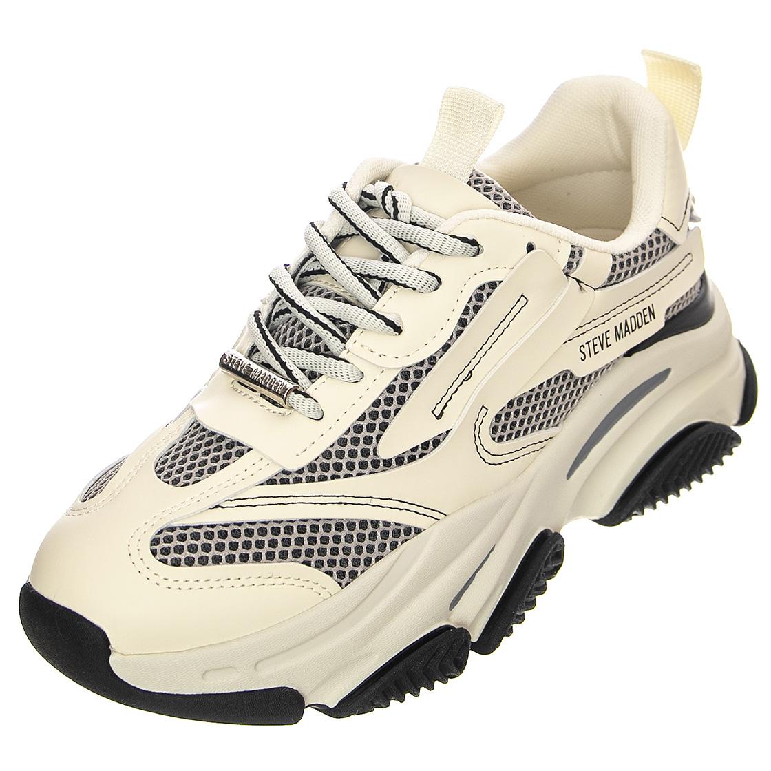Possession Blk / Bone - Scarpe Stringate Profilo Basso Donna Bianche / Nere / Multicolore SMPPOSSESSION-BLK  STEVE MADDEN 