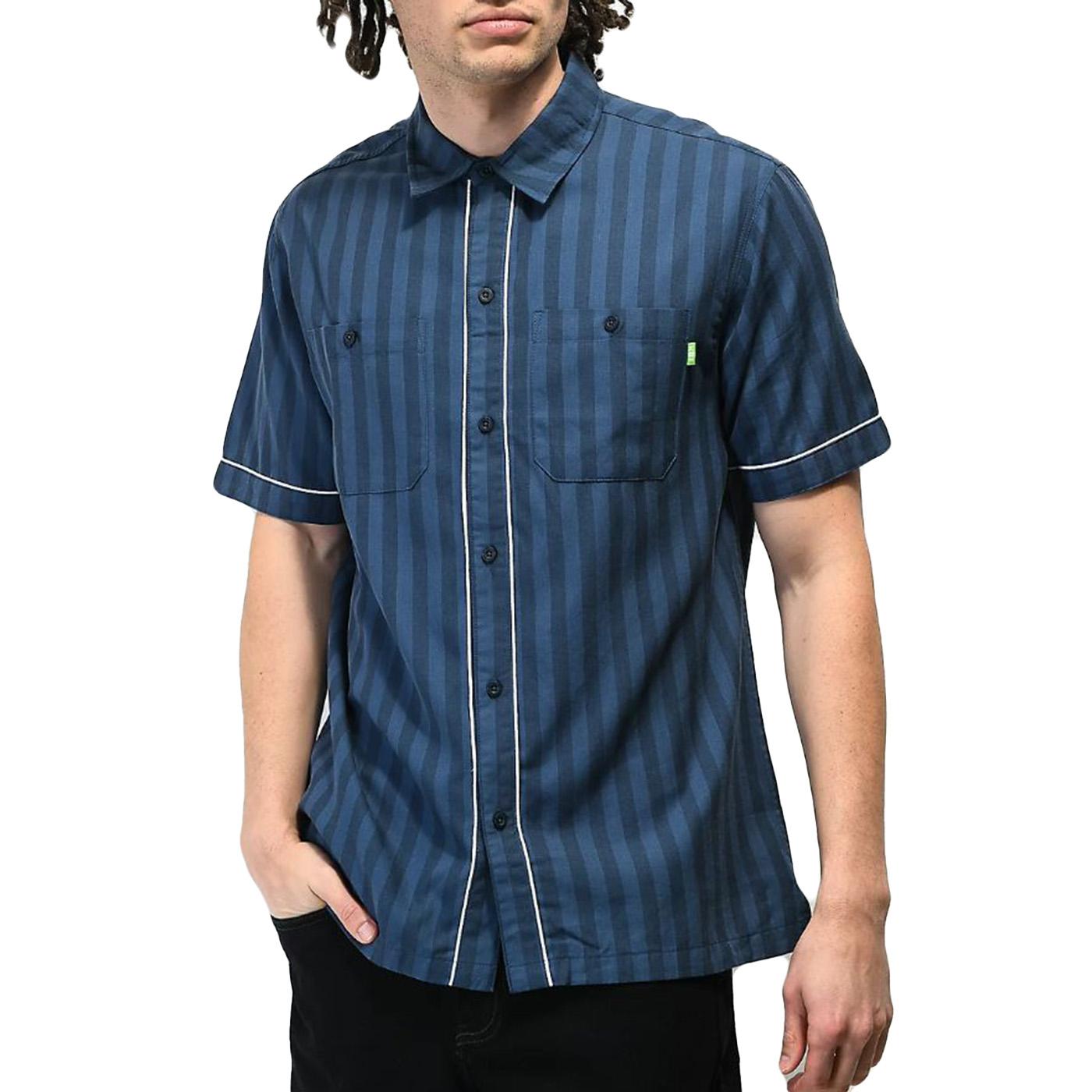SOHO S/S WOVEN TOP NAVY - Camicia a Maniche Corte Uomo Blu Scuro BU00157-NAVY . HUF 