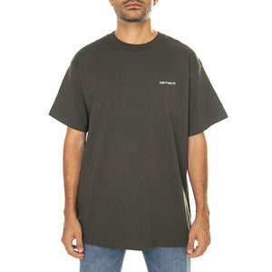 S/S Script Embroidery T-Shirt Cypress / White - Maglietta Girocollo Uomo Verde I030435.00XXX  CARHARTT WIP 