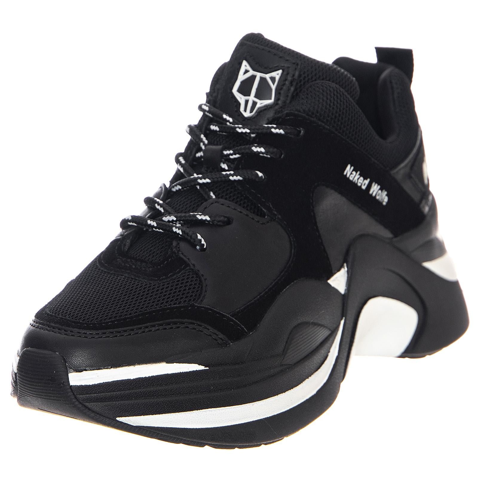 W' Track Sneakers Black Combo Shoes NWSTRACK-BLKBLK  NAKED WOLFE 