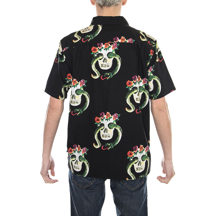 SKULL PATTERN SHIRT BLACK 111969-BLACK  STUSSY 