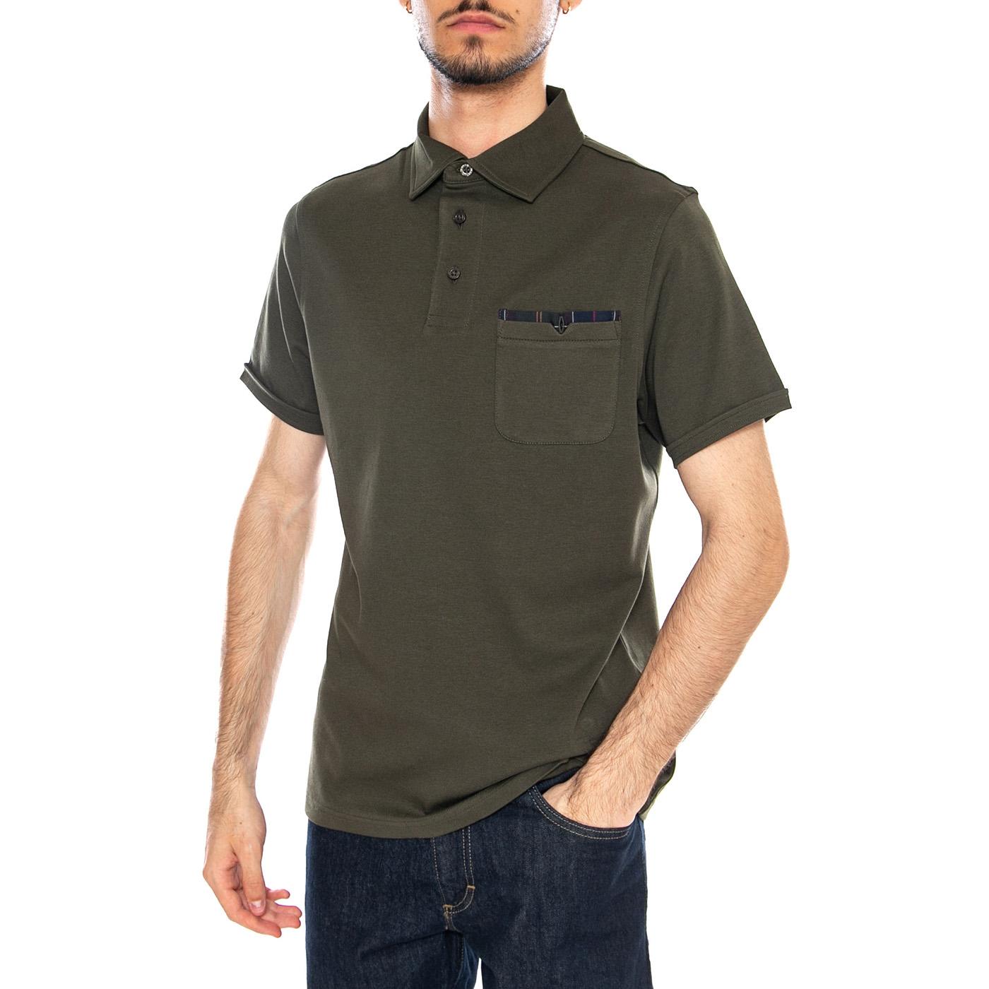 Premium Corpatch Tailored Polo Dark Olive - Polo Uomo Verde MML1496 OL71 BARBOUR 
