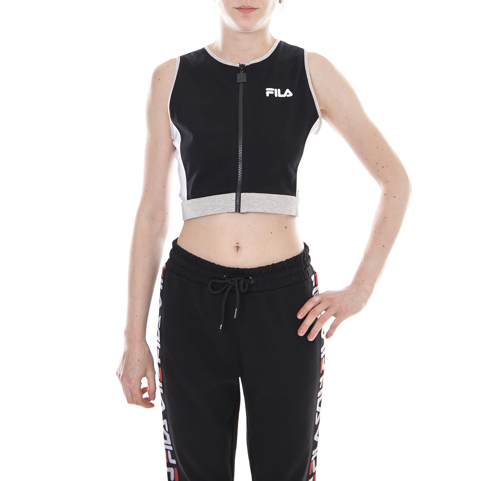 Tally Zip Thro Crop Top black-white 684322-342  FILA 