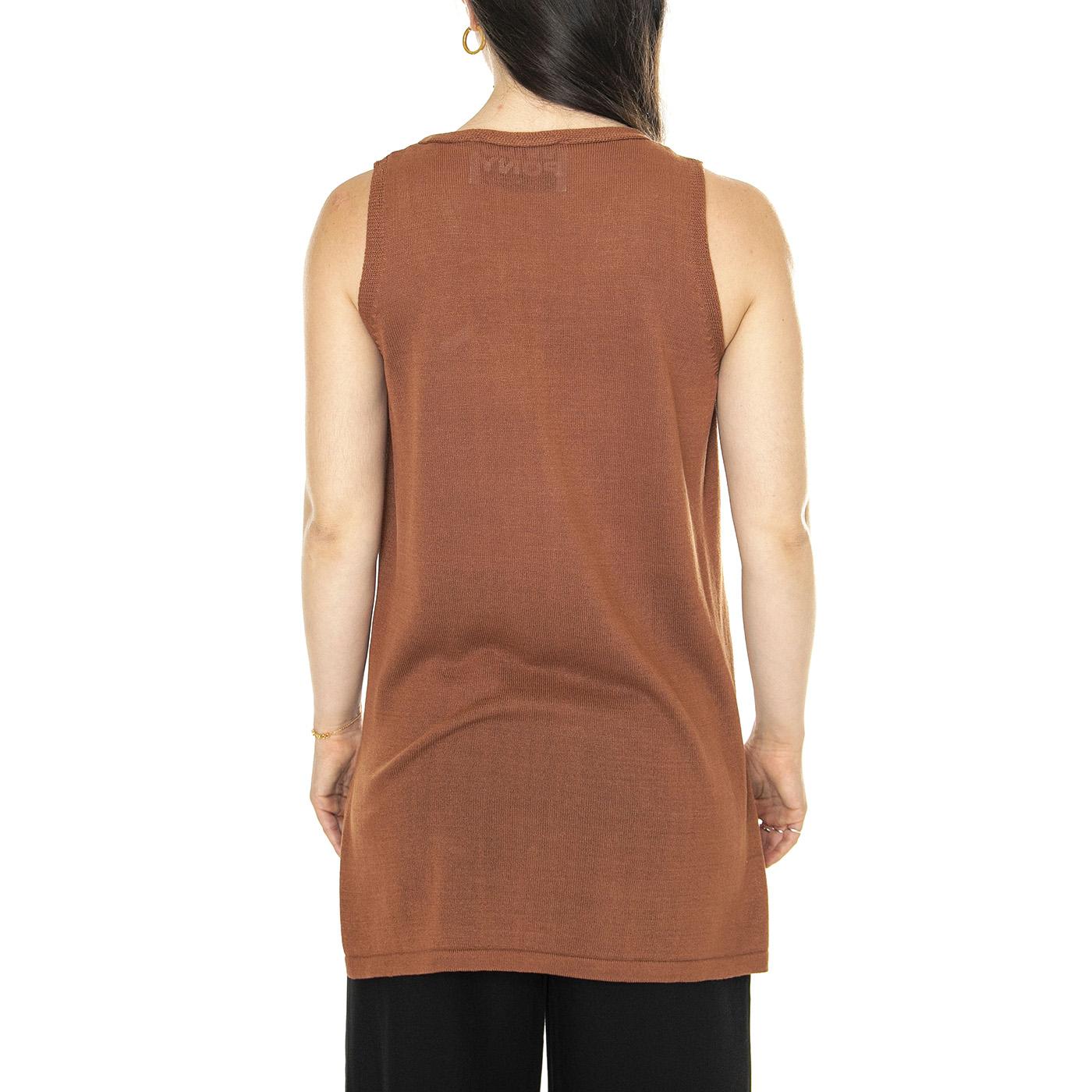 Cárdigan punto tipo chaleco marrón Brown - Cardigan Donna Marrone 41W/10616  WILD PONY 