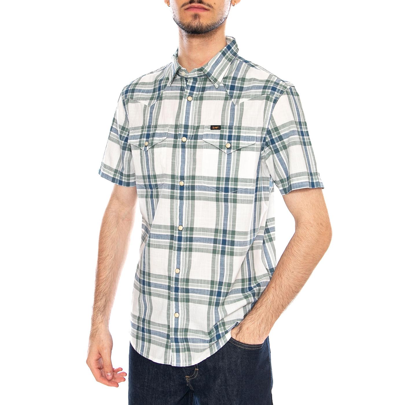 SS Western Shirt Desert Sage Plaid Green - Camicia Maniche Corte Uomo Verde / Multicolore 112376551 GRN LEE 