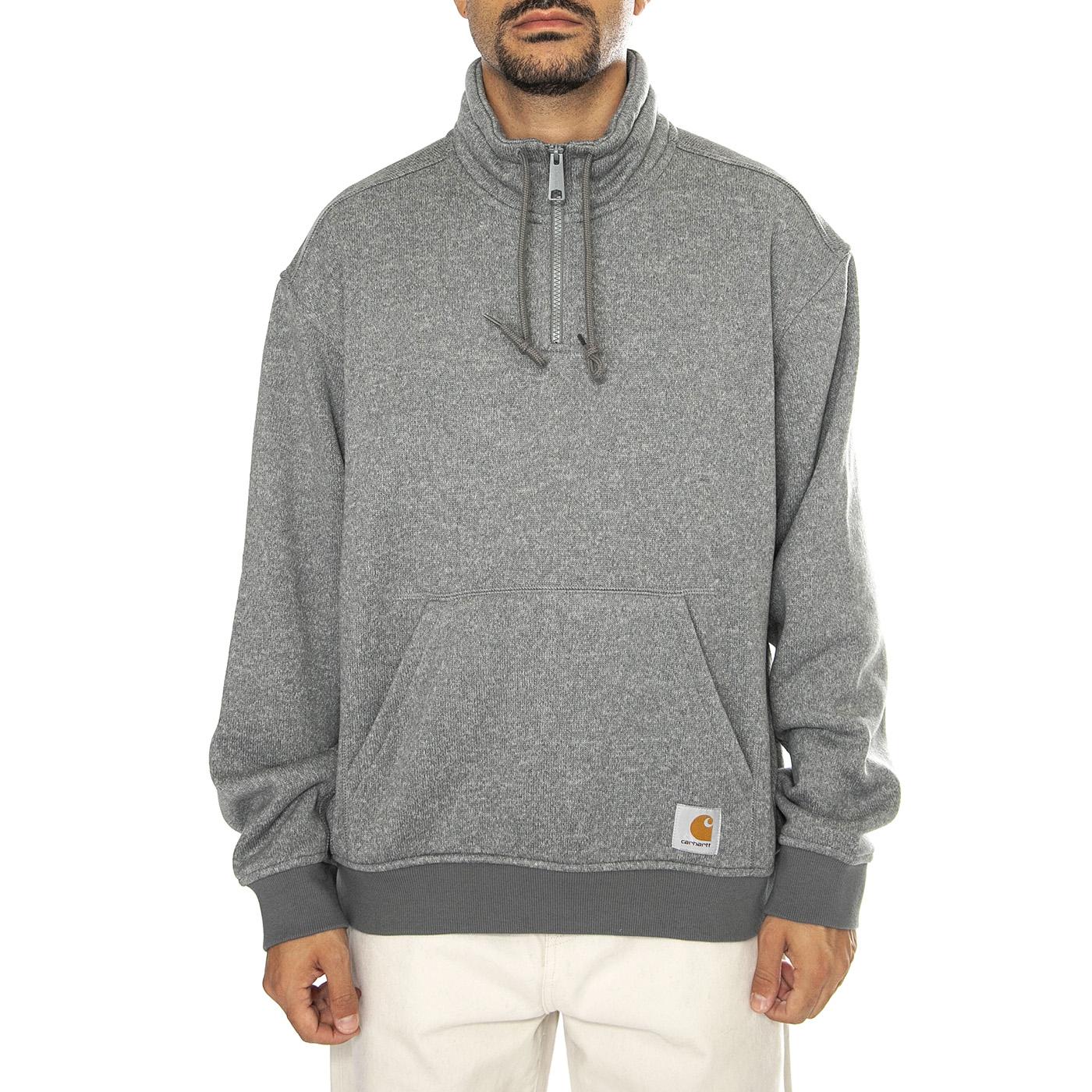 Luther Half Zip Sweat Misty Grey Heather - Felpa Collo Alto Uomo Grigia I033990.2H9XX  CARHARTT WIP 