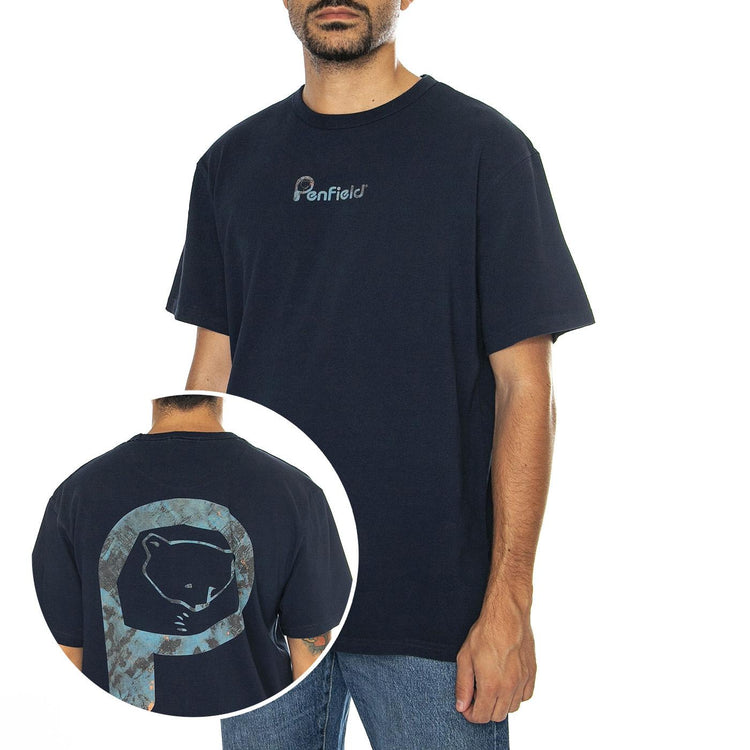 P Bear Camo Filled Back Graphic Navy Blazer - Maglietta Girocollo Uomo Blu PFD0160-203  PENFIELD 
