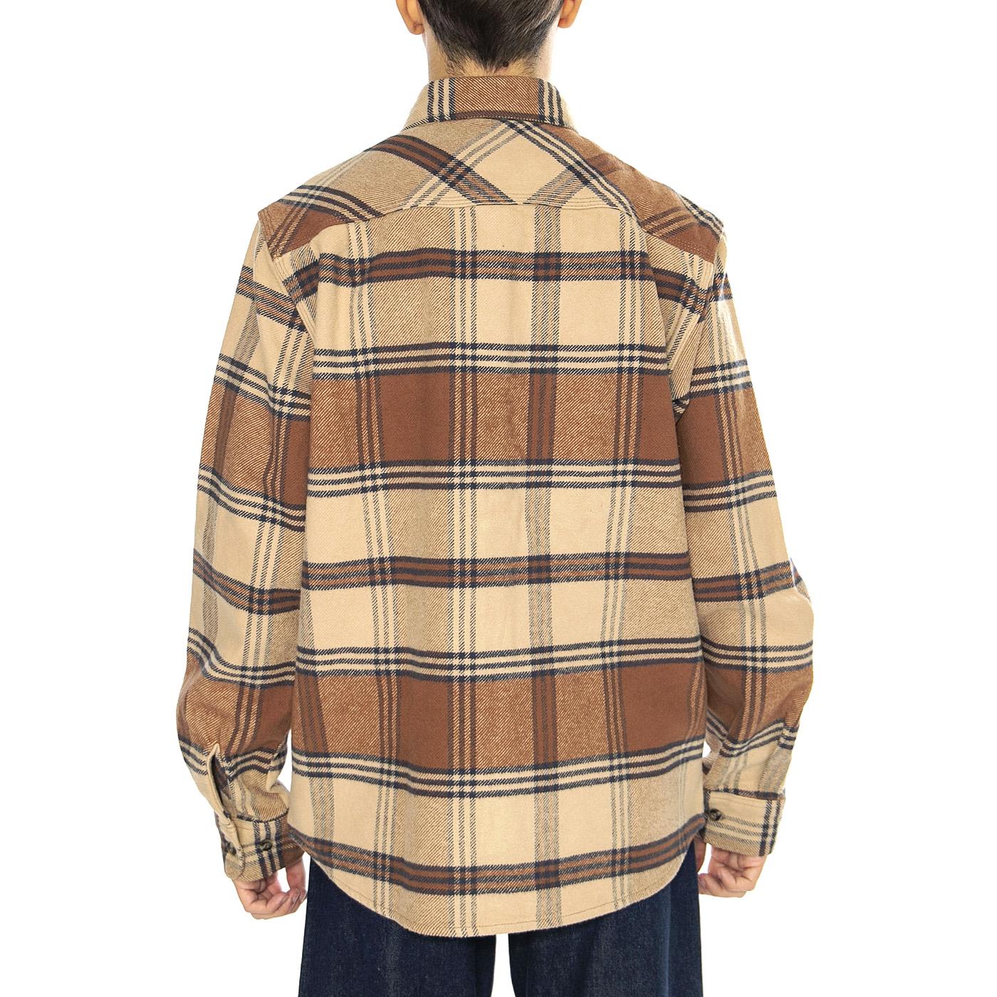 Bowery Heavy Weight L/S Flannel Sand / Bison - Camicia Uomo Multicolore 01297-SNDBS  BRIXTON 