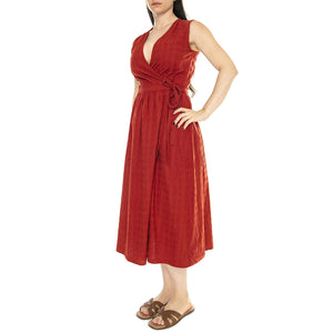 Orangered Cuadrito Amapola Dress - Abito Donna Rosso WDR00224-ORANGERED  THINKING 