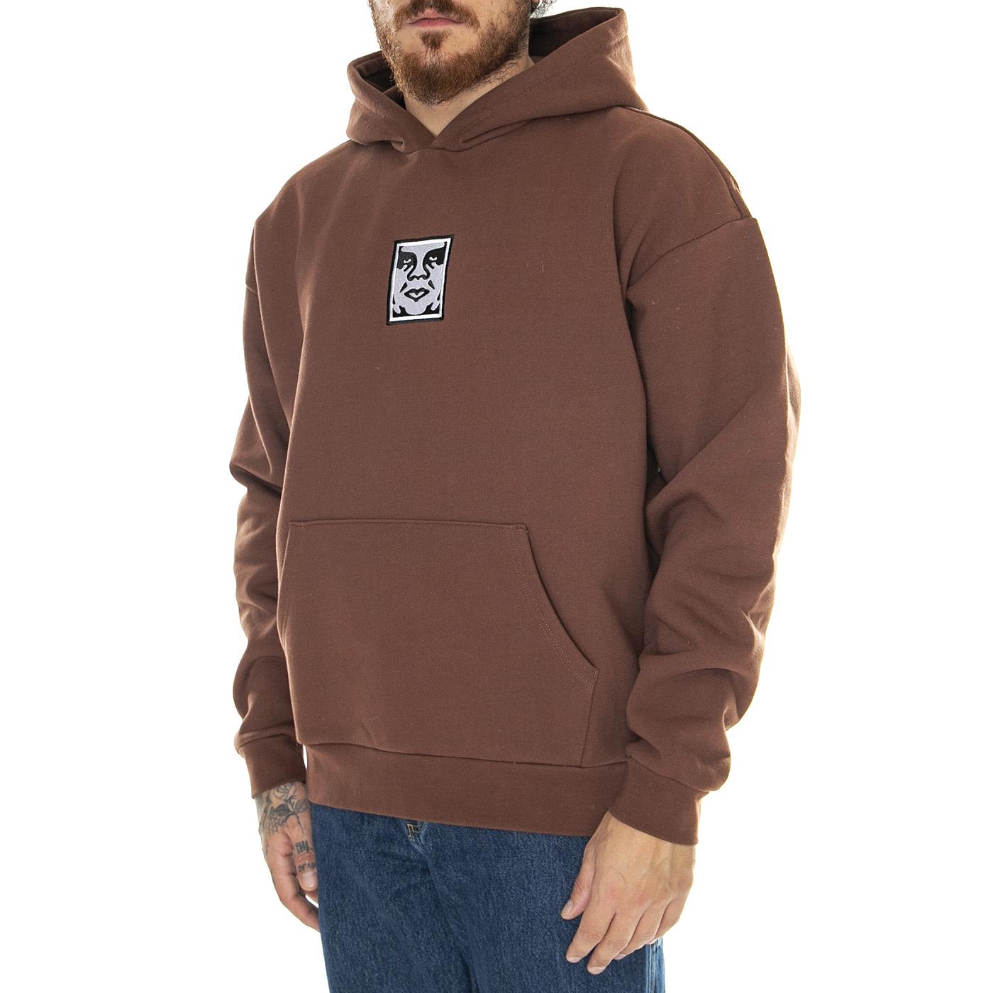Icon Extra Heavy Hood II Fleece Sepia - Felpa con Cappuccio Uomo Marrone 112470196-SEP  OBEY 