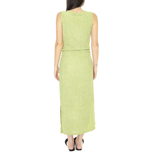 Vestido Midi en Tejido Arrugado Verde - Abito Donna Verde 31W/11261  WILD PONY 
