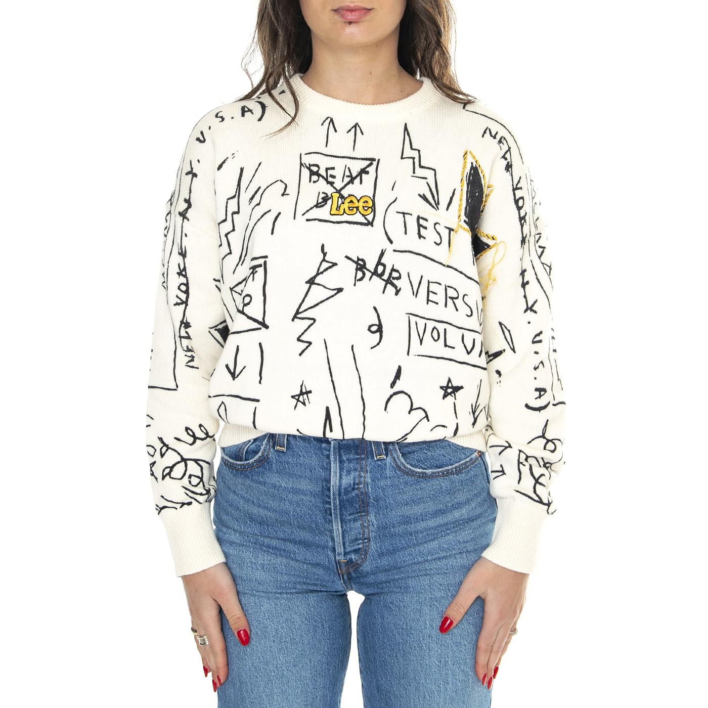 JMB Sweatshirt Off White / White - Maglione Girocollo Donna Bianco L 112359241  LEE 