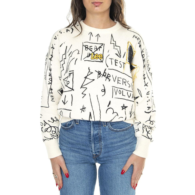 JMB Sweatshirt Off White / White - Maglione Girocollo Donna Bianco L 112359241  LEE 