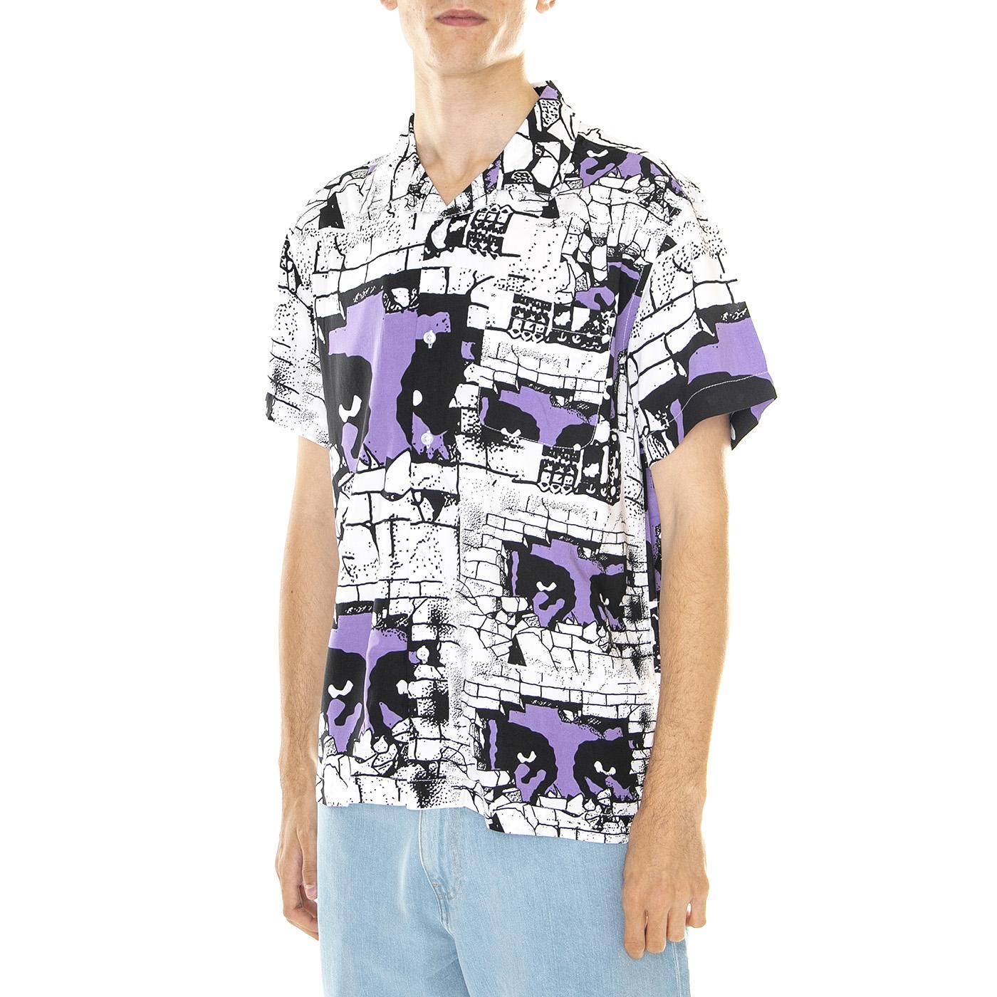 M' Detector Woven SS White / Multi - Camicia Maniche Corte Uomo Bianca / Multicolore 181210385-WTM  OBEY 