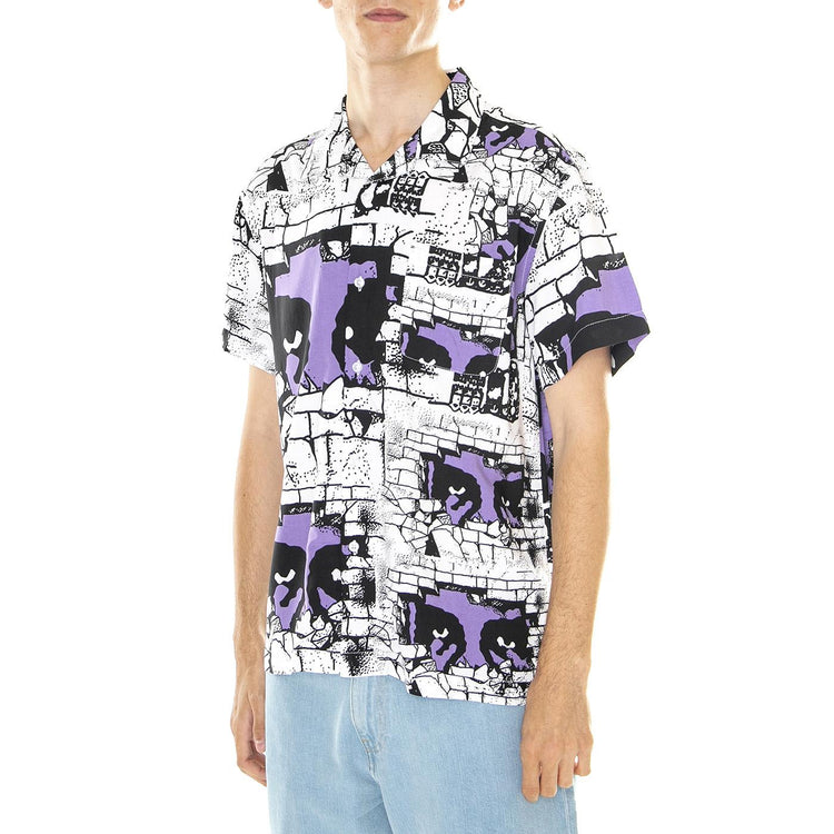 M' Detector Woven SS White / Multi - Camicia Maniche Corte Uomo Bianca / Multicolore 181210385-WTM  OBEY 