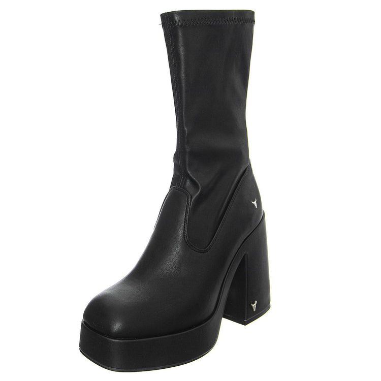 Hidden Black Stretch Pu - Stivali Donna Neri WSSHIDDEN-BLK . WINDSOR SMITH 