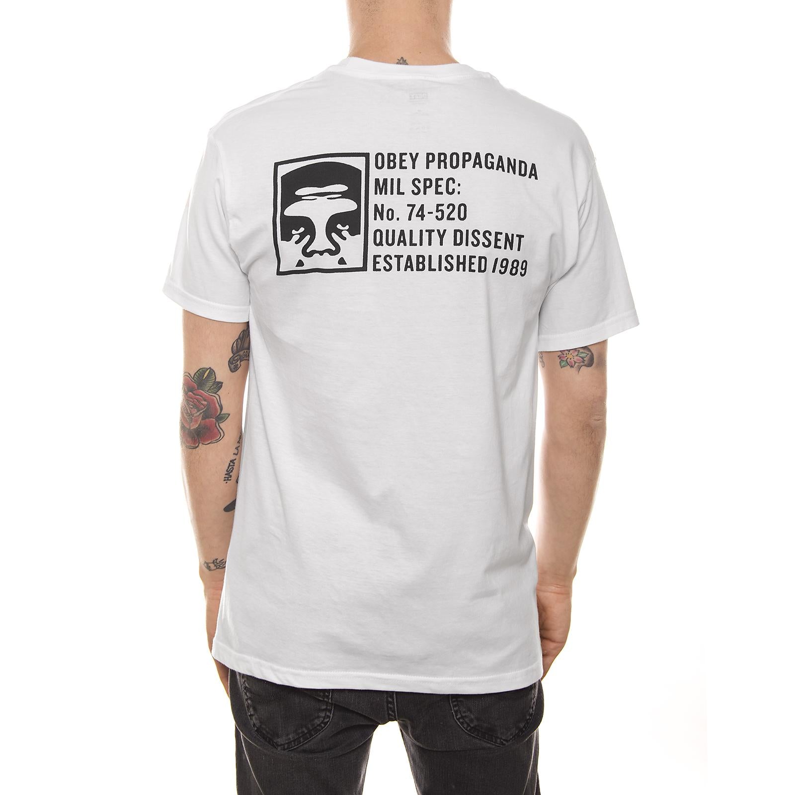 HALF FACE MIL SPEC PREMIUM S/S TEE WHITE 165361370-WHT  OBEY 