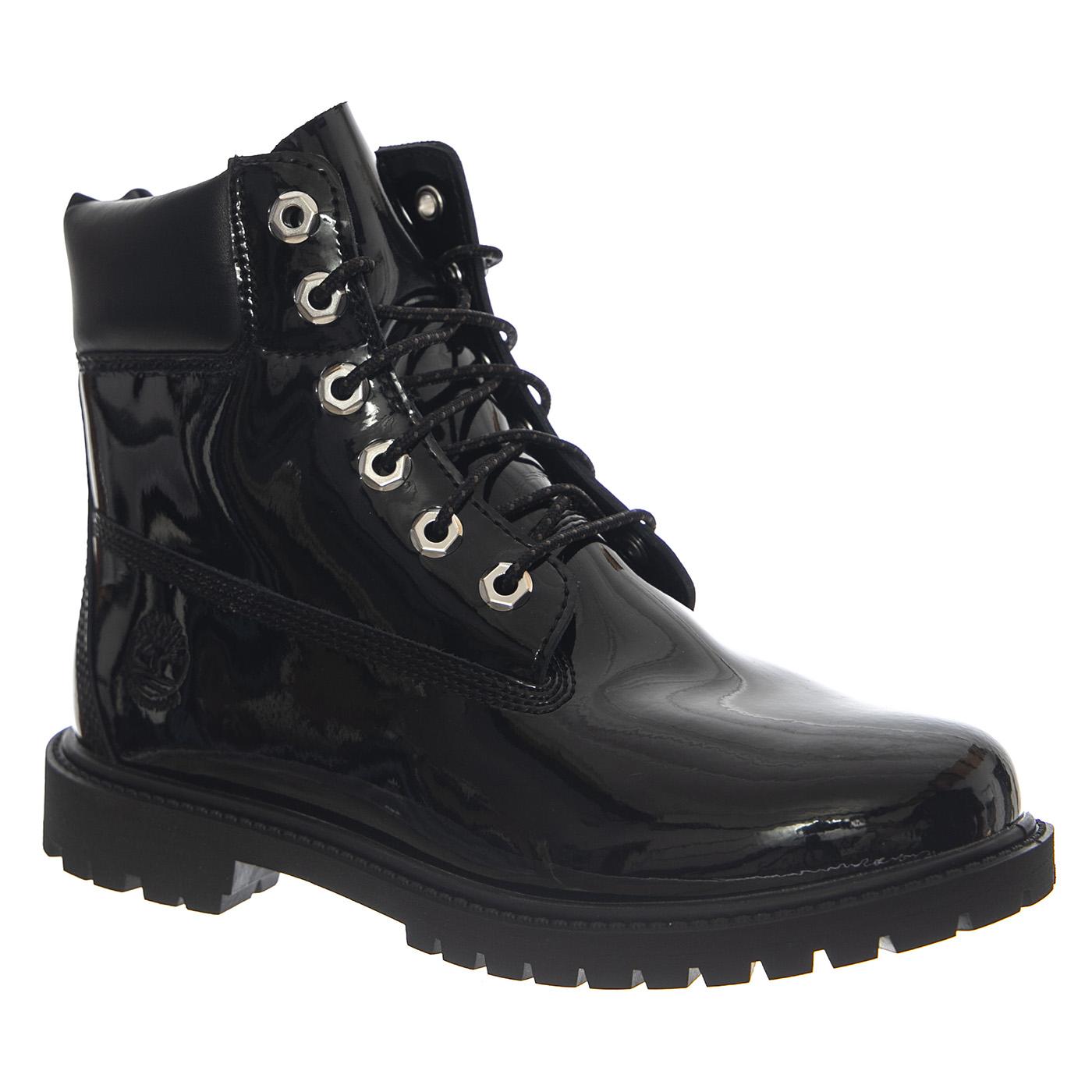 Premium 6 Inch Lace Up Waterproof Boot -- Stivali Donna Pelle Verniciata Nera TB0A43F8 EN31 TIMBERLAND 