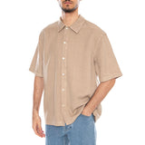 Rhys_MS Shirt Sand Grey - Chemise Manches Courtes Homme Beige  Homme ELVINE